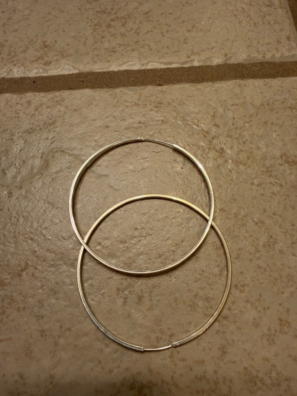 Silver Tone Large Thin  Hoop Earrings - Women Jewelry